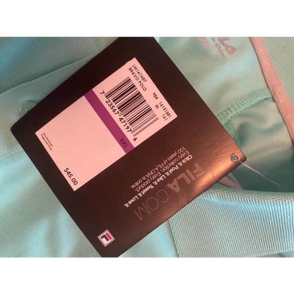 Men's Fila Mint Green PerformaDri Polo Shirt XXL NWT - Picture 4 of 5